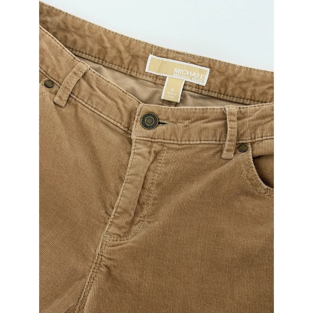 Michael Kors Womens Camel Tan Corduroy Skinny Pants Size 6‎ Mid Rise Five Pocket